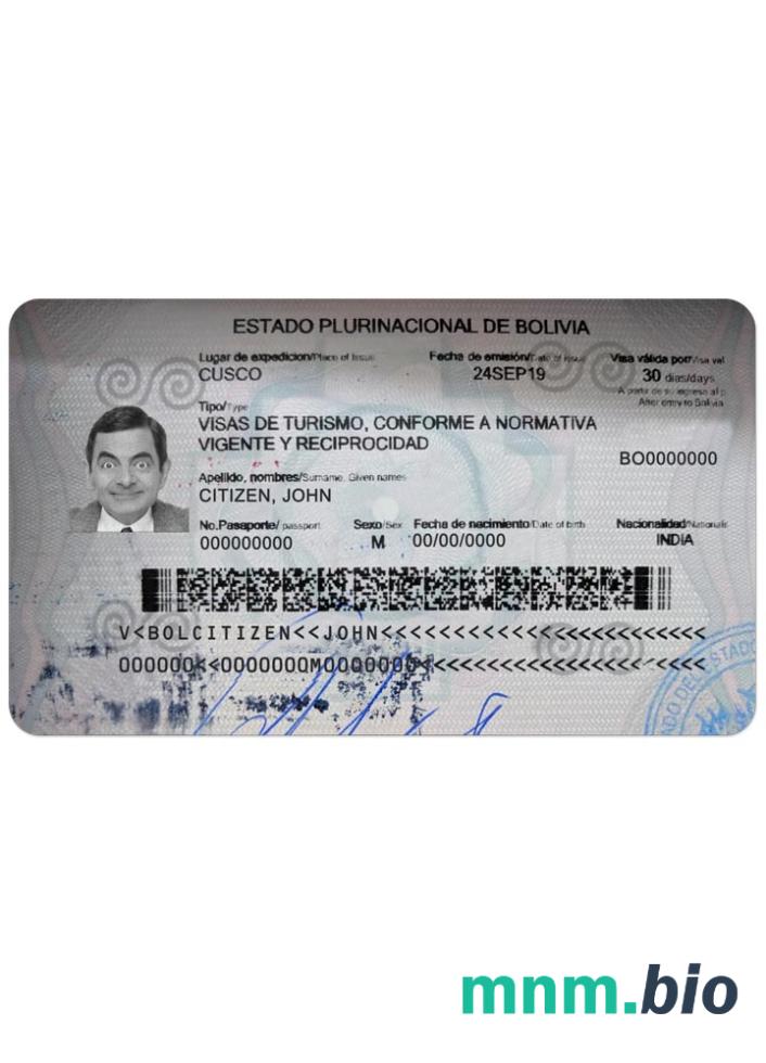 Wiza do Boliwii w pełni edytowalna PSD